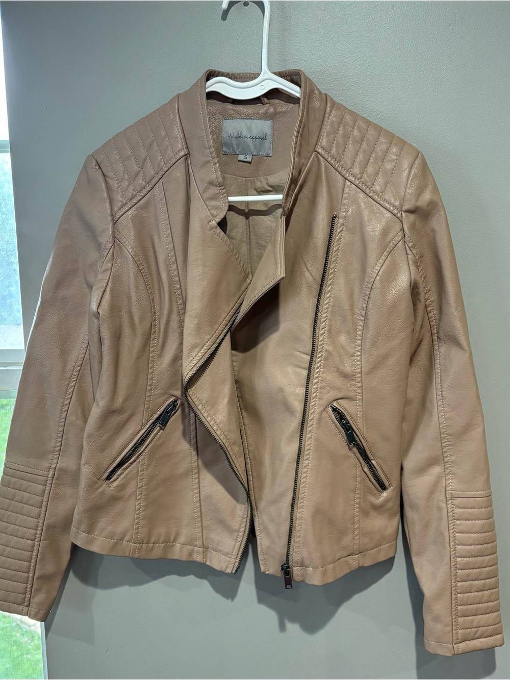 Wishlist Taupe Leather Moto Jacket